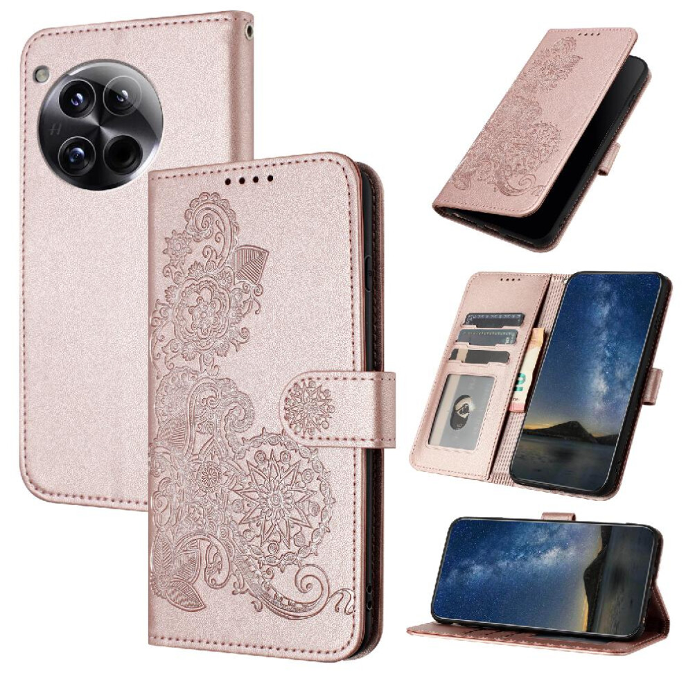 (Pink) Case For Oneplus 12 Kickstand Protective With Card Slot Stand Flip Folio Book Pu Leather Magnetic Closure Pink 764563454488