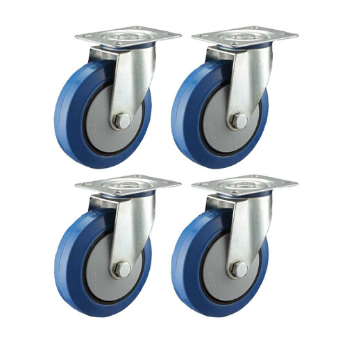 Parnells 100mm Flight-Case-Rollen - Elastik-Gummi-Lenkrolle 150kg pro Stück - 4er-Satz -
