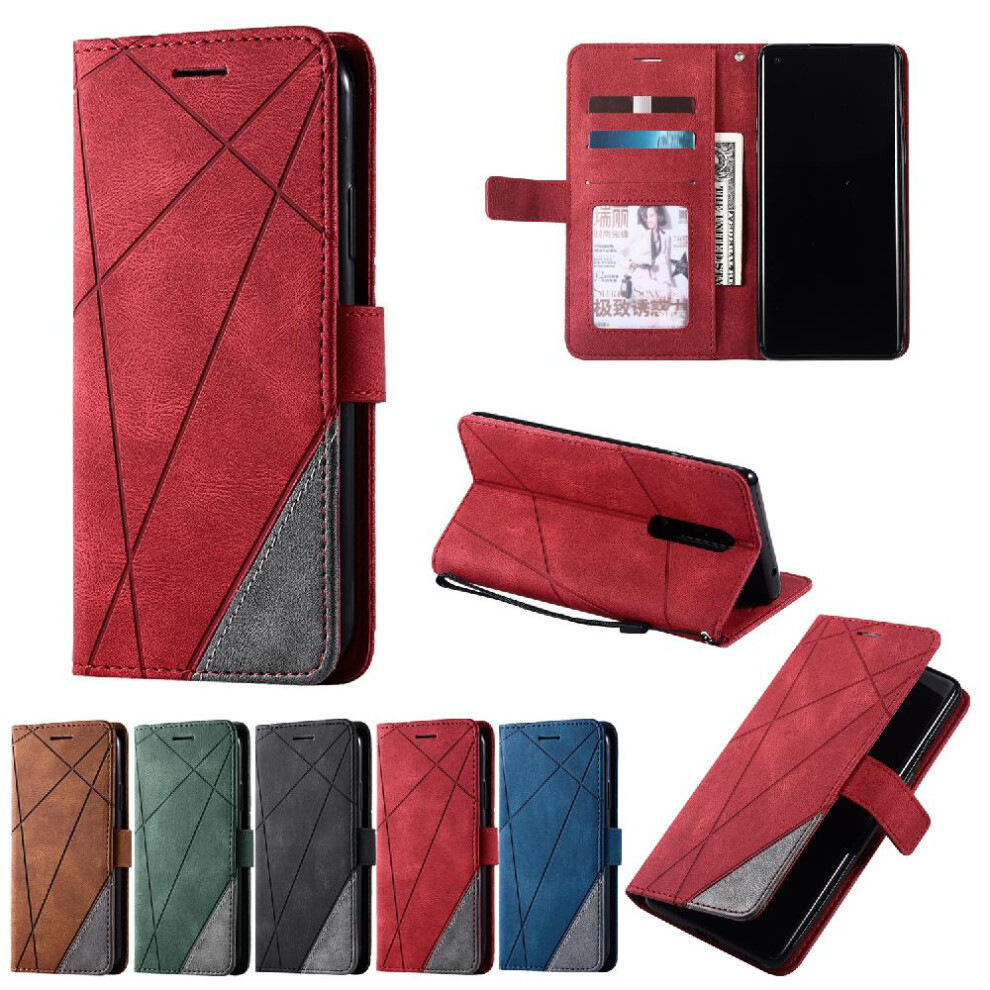 (Red) Case For Oneplus 8 Card Holder Kickstand Wallet Flip Folio Pu Leather Magnetic Shockproof Red 764563454679