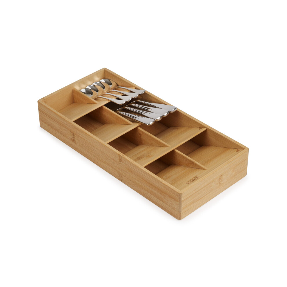 Joseph Joseph Drawer Store - Large Compact Cutlery Drawer Organizer 8 compartments Holds 48 Pieces Bamboo