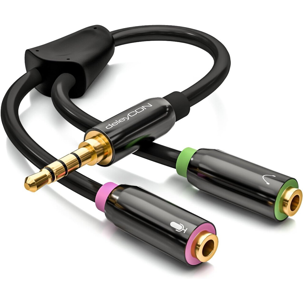 Headphone Headset Splitter - Audio Adapter Cable Jack Y Stereo - 1 Jack 3.5Mm To 2X Jack 3.5Mm - 1 Jack Headphone And Microphone Jack 749691194345