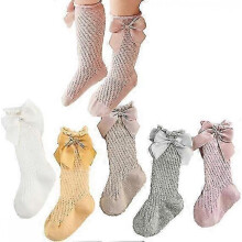 Baby Girls Knee High Mesh Socks Breathable Infants Toddlers Bowknot Dress Socks 1-3T