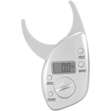Digital Body Fat Caliper, Sebum Meter with Skinfold Measurement Clamp High Accuracy LCD Display Battery Powered for Adults Silver