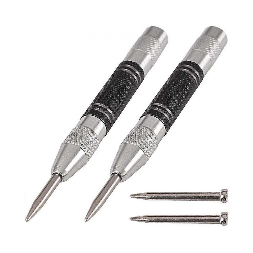 2 Pack 5" Automatic Hole Punch Spring Loaded, Adjustable Tension, with 2 Replacement Tips