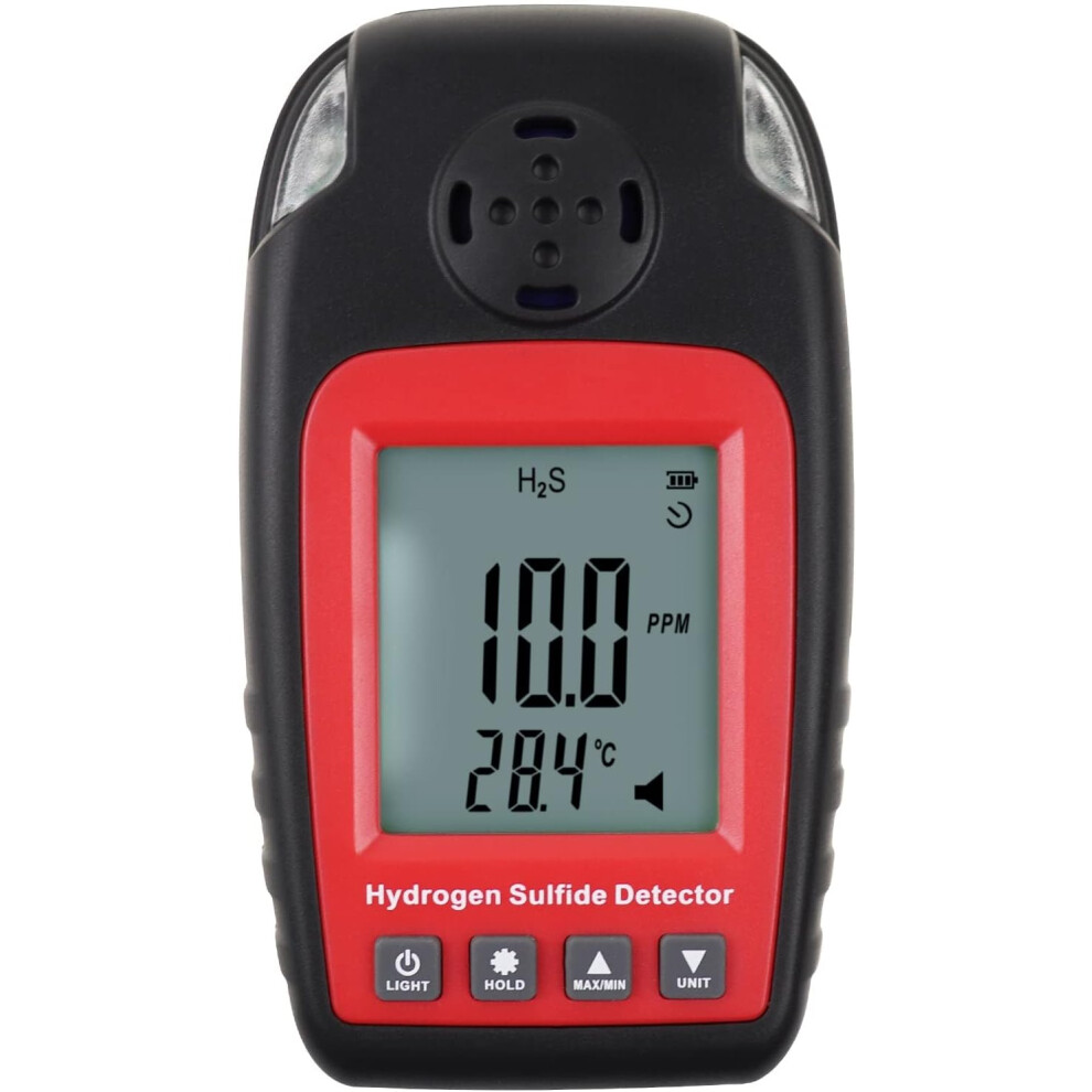 (Hydrogen Sulfide Monitor) Hydrogen Sulfide Detector HâS Monitor 0~100Ppm Electrochemical HâS Sensor Led Alarm With Lcd Screen Backlight Portable 749691194550