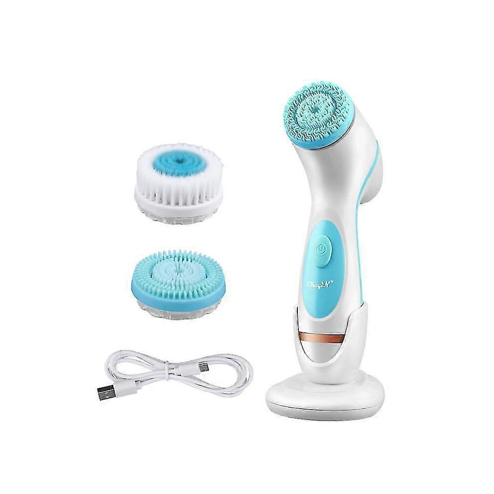 Facial Massager 3 In 1 Electric Facial Cleansing Brush Silicone Rotating Face Brush Cleaning