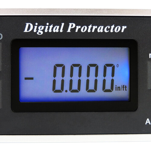 (Digital Protractor) AG-82413B Digital Protractor, Silver, 0-360 with Backlight, Absolute Angle Measurement, V-Groove Base, Magnetic, Compact, 1
