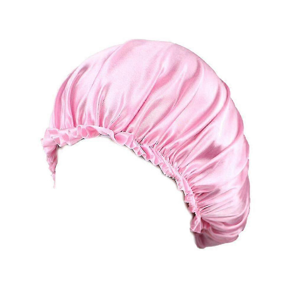 16 Colors Women Imitation Silk Bonnet Satin Sleep Cap Adjustable Stretch Plain