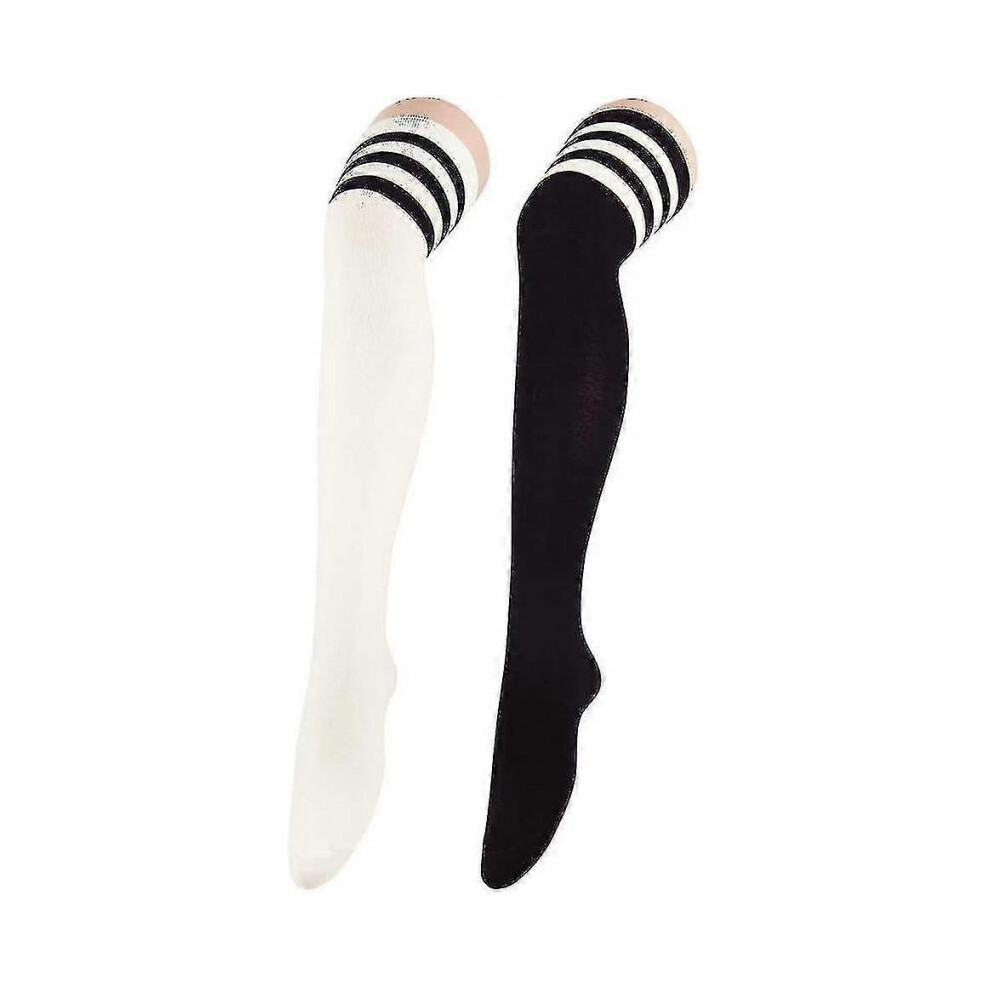 2 Pairs Women Over Knee Thigh High Socks Plus Size Tube Leg Warmers Stocking Cotton Botao