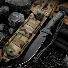 (noir) Lame fixe multifonctionnelle de haute qualité - couteau de camping en plein air, de sauvetage
