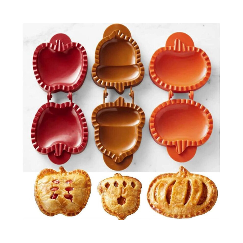 3 Pieces Dough Presser Pie Molds, Party Potluck Hand Pie Molds, Fall Apple Pumpkin and Acorn Shapes Mini Pocket Pie Maker
