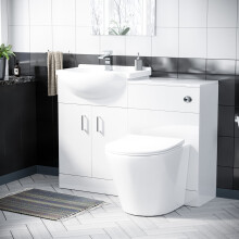 Nes Home 550mm White Vanity Sink Unit, Cloakroom Basin & BTW Toilet WC Flat Pack