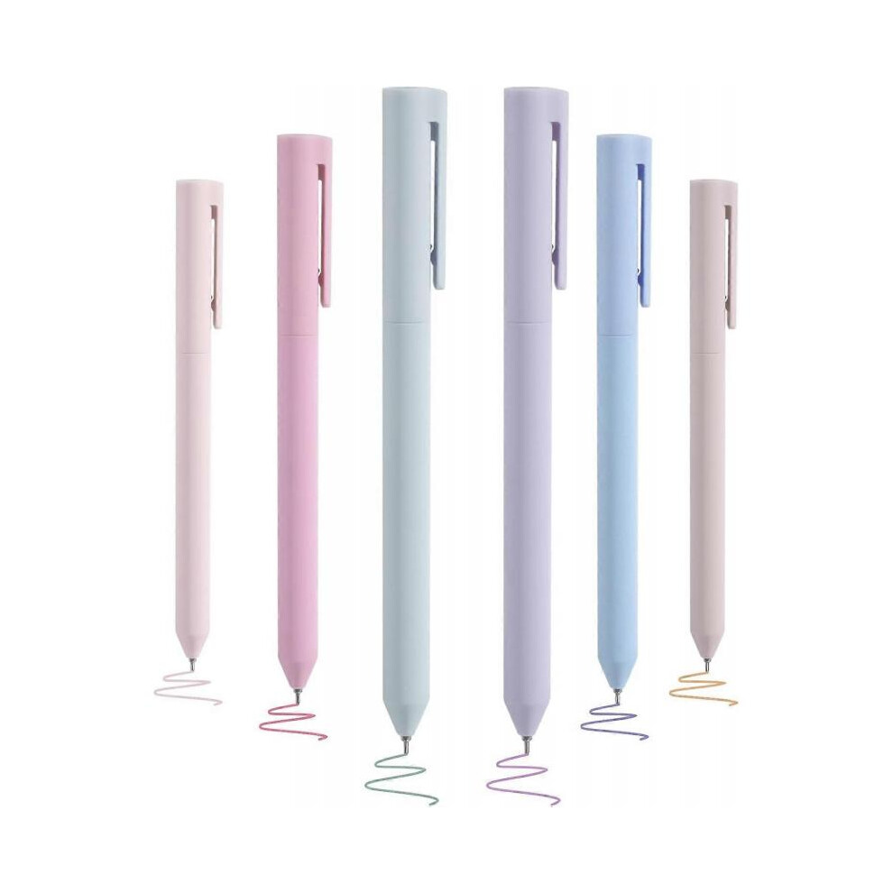 6Pcs Colored Gel Pens, Pastel Ink Colors, Quick Dry Ink Pen Fine Point 0.5mm Smooth Writing for School Supplies Journaling Notetaking Stationery