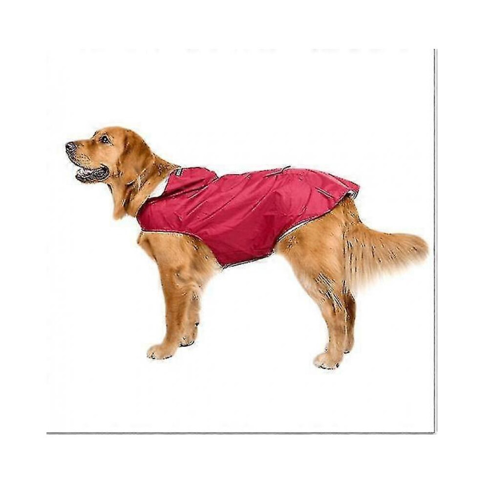 Extra Large Hooded Dog Raincoat with Reflective Strips 100% Waterproof Dog Rain Jacket