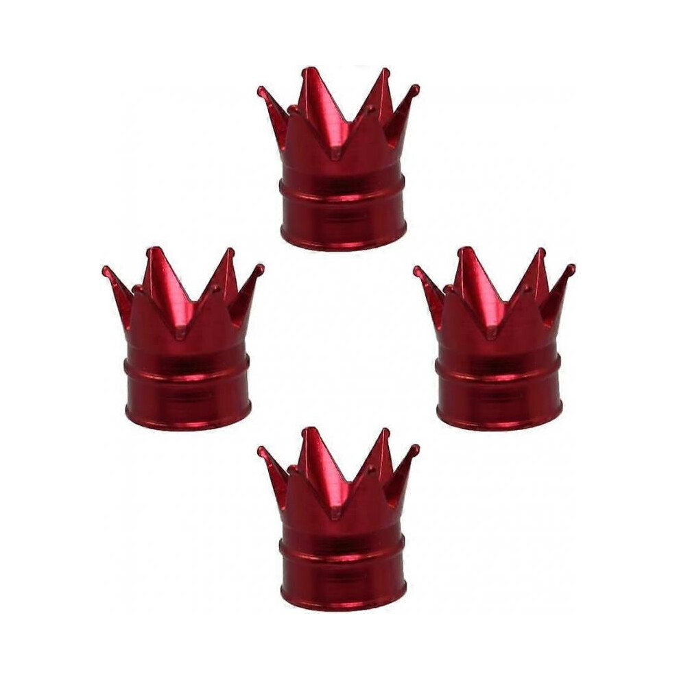 Set of 4 Tire Valve Covers Crown GM Tire Valve Covers Aluminum Alloy Dustproof Car Wheel Covers (Red)