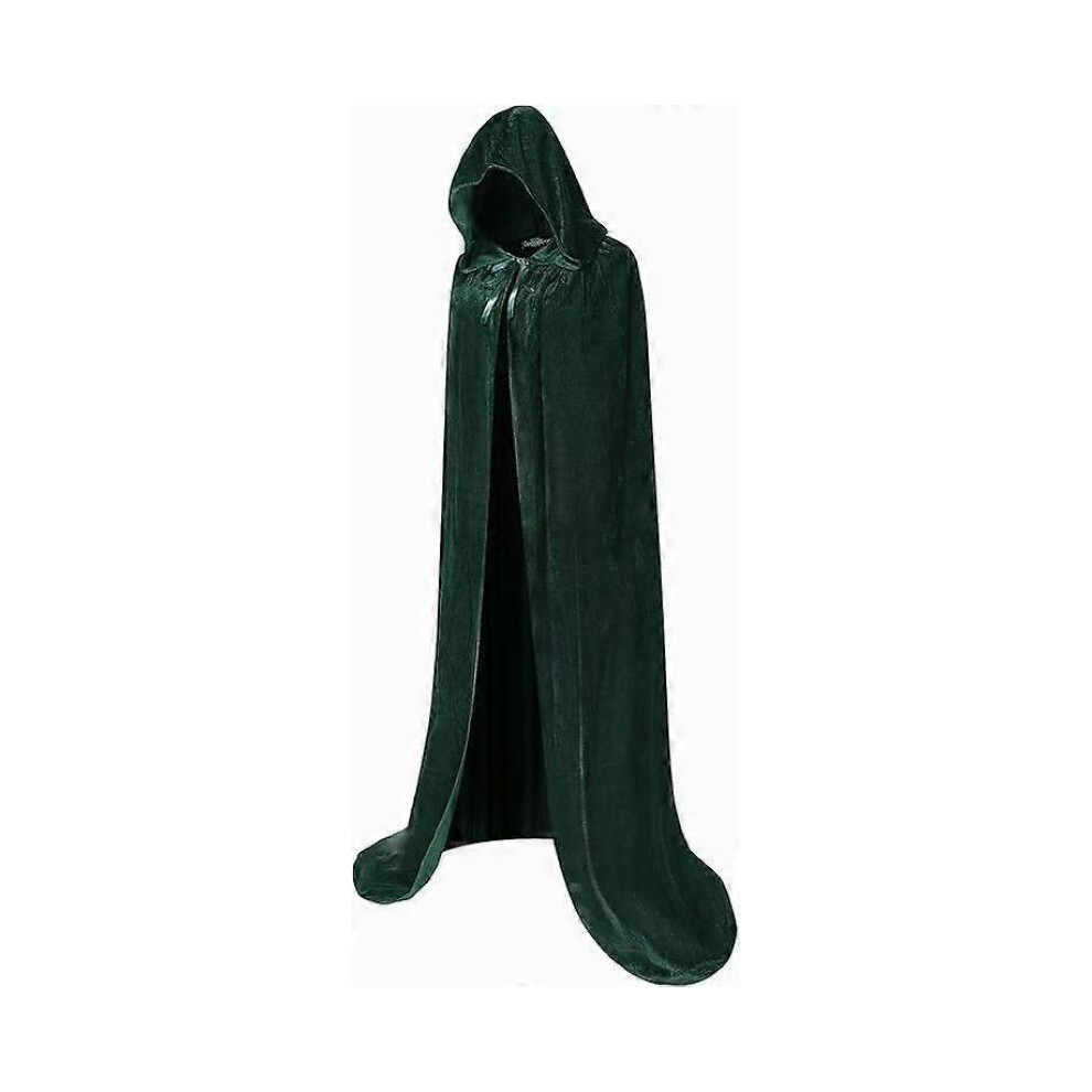Velvet Cape With Hood For Adults,Velvet Cloak For Women And Men,Costumes For Halloween Christmas Mardi Gras Green