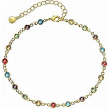 Gold Plated Anklet, Adjustable Bohemian Square Coloured Zirconia Anklet, Beach Holiday Jewellery for Women
