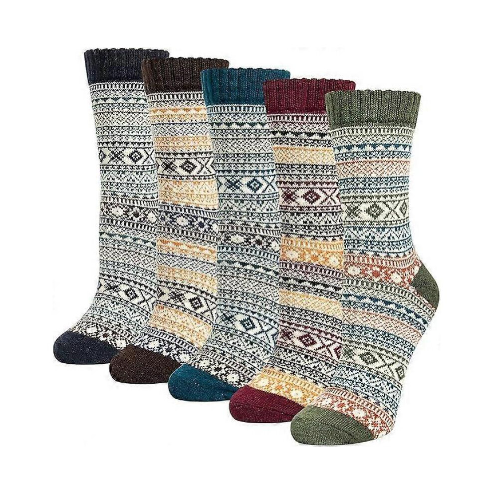 (Mixed color 1) 5pairs of winter wool socks, thickened socks, hiking socks to keep warm