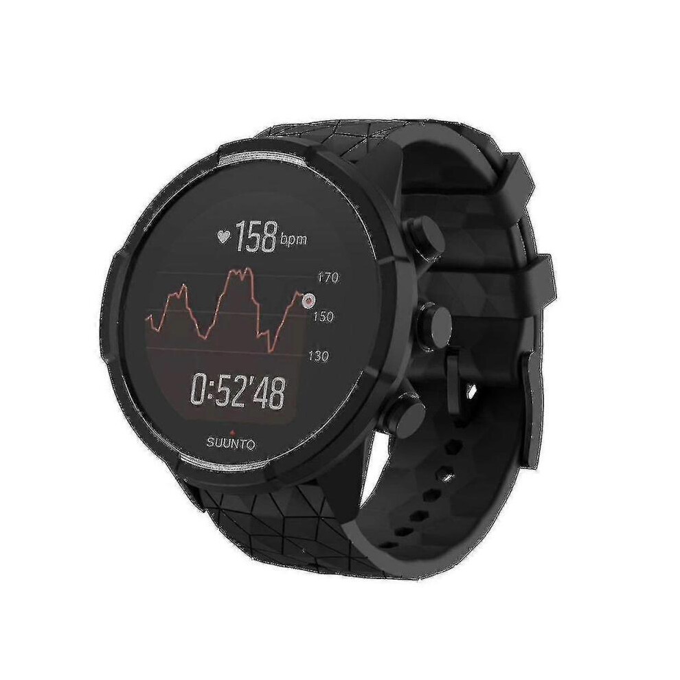 Compatible with black silicone watch band strap for Suunto 9 Baro
