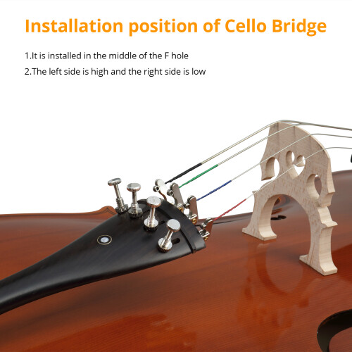 Full Side 4/4 Spruce Panel Cello Tiger pattern process w/ Bag Bow Rosin Bridge Strings 2