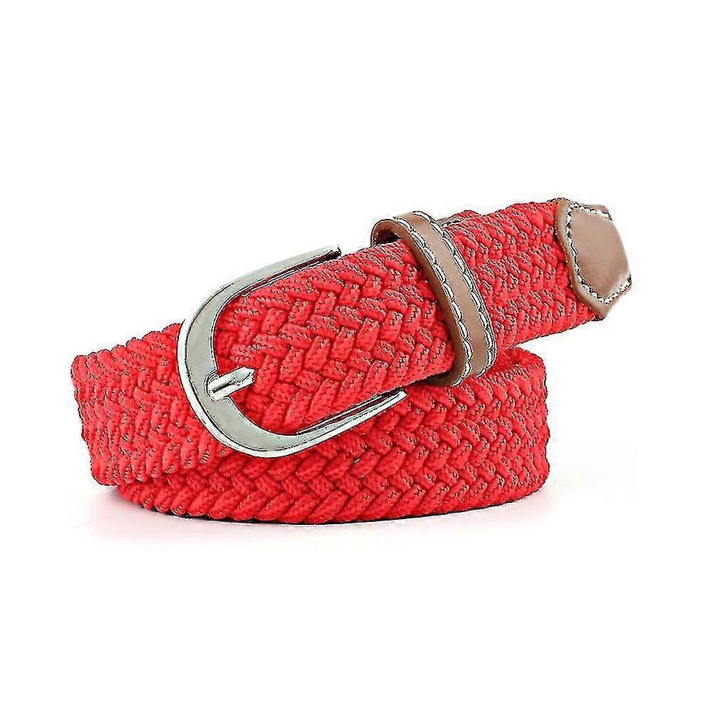 Unisex Elasticated Webbing Braided Trim Stretch Canvas Buckle Belt, 110cm