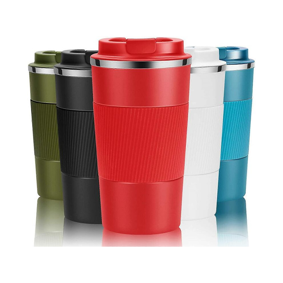 Travel Mug Reusable Coffee Cups Thermal Insulated Vacuum Insulation Stainless Steel Bottle for Hot Cold Drinks (Black, 380ml)