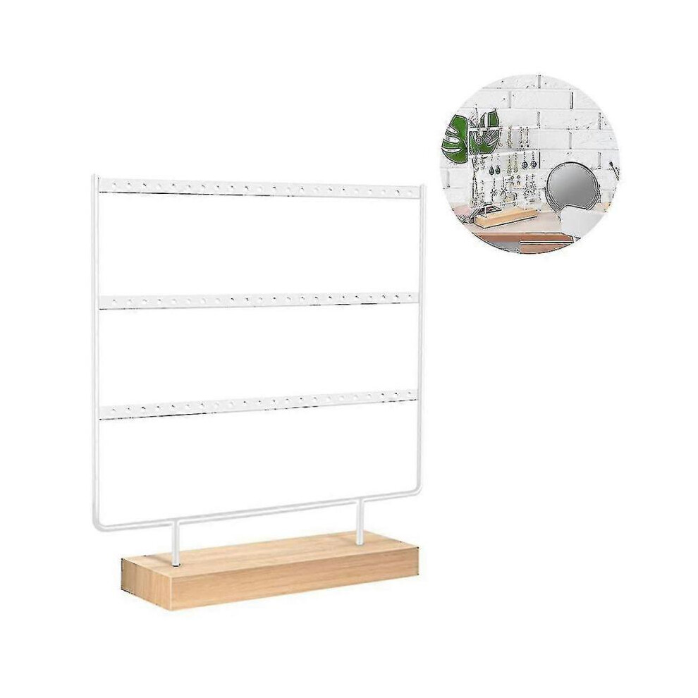 Wood Earring Stand Simple Ear Stud Holder 3-tier Earring Holder Decorative