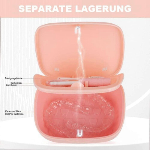 Denture Case, Retainer Case Set - Includes Denture Brush, Chews & Removal Tool - Comes with Mirror for Easy Access 2