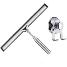 Shower Squeegee Stainless Steel Window Squeegee with Suction Cup Holder