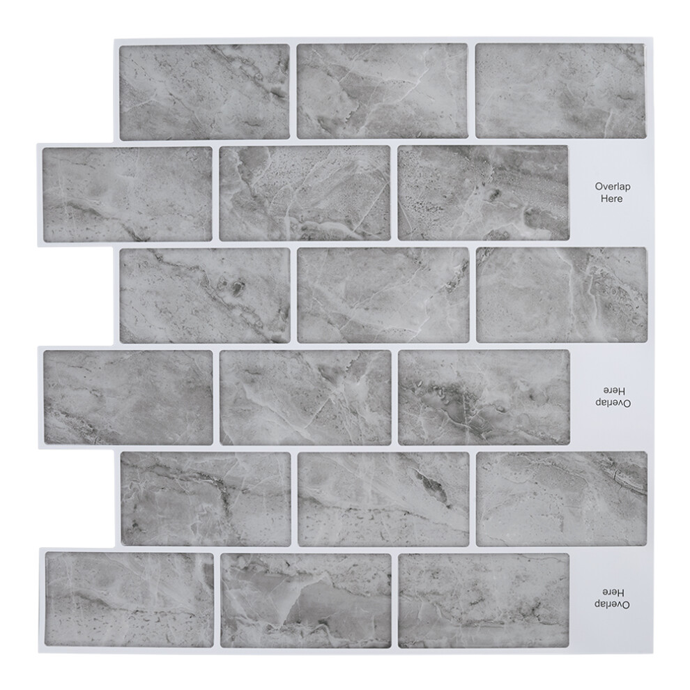 10PCS Peel and Stick Marble Wall Tile Stickers, Grey