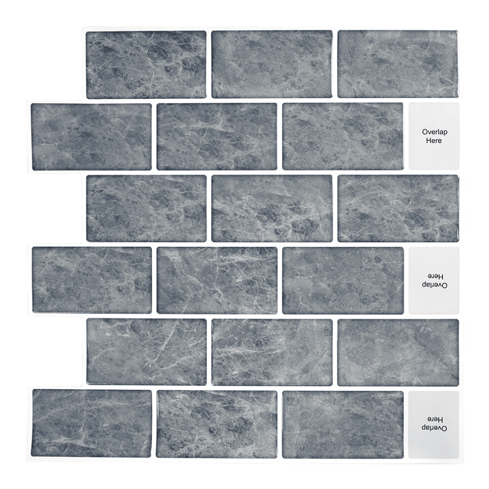 10PCS Grey Marble Texture Wall Tile Stickers