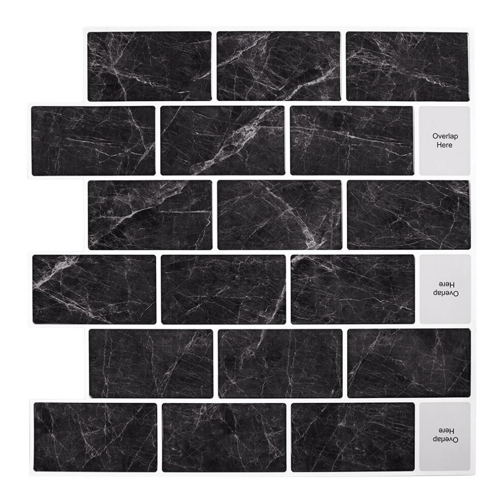 10PCS Peel and Stick Marble Wall Tile Stickers, Black