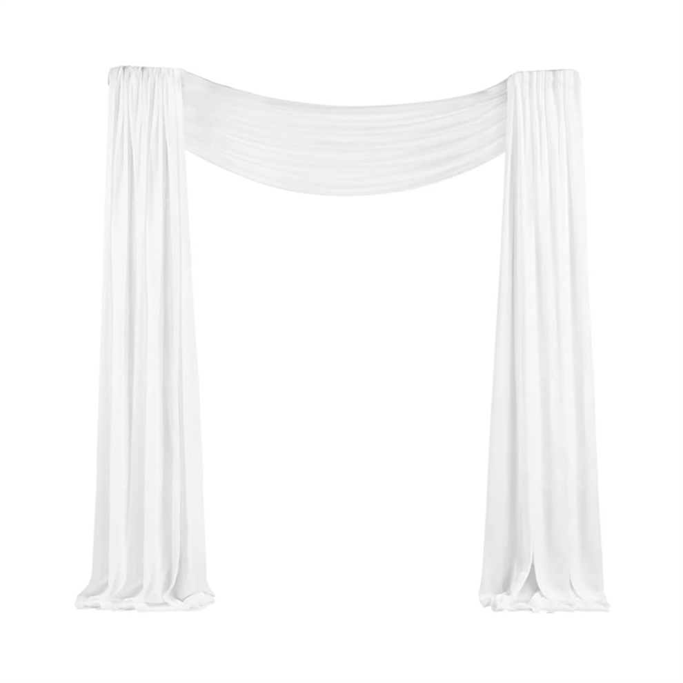 Wedding Arch Draping Fabric 1 Panel 29.5Inch X 19.6Ft White Sheer Chiffon Curtain Drapes for Ceremony-image-OPC-PH2DS55-NEW