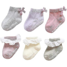 6 Paires de Chaussettes Antidérapantes Bébé Filles Garçons Douces et Mignonnes Chaussettes en Coton pour Enfants