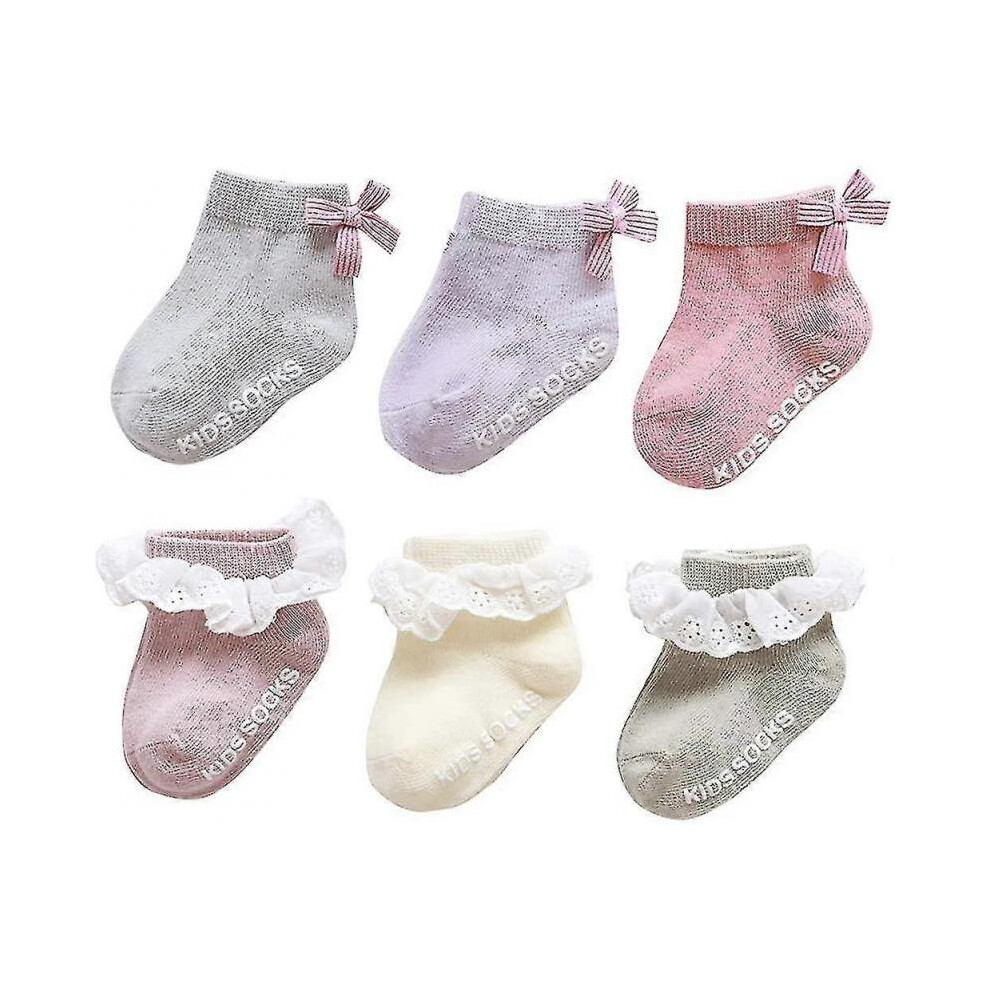 6 Pairs Non-slip Socks Baby Girls Boys Soft Cute Child Cotton Socks