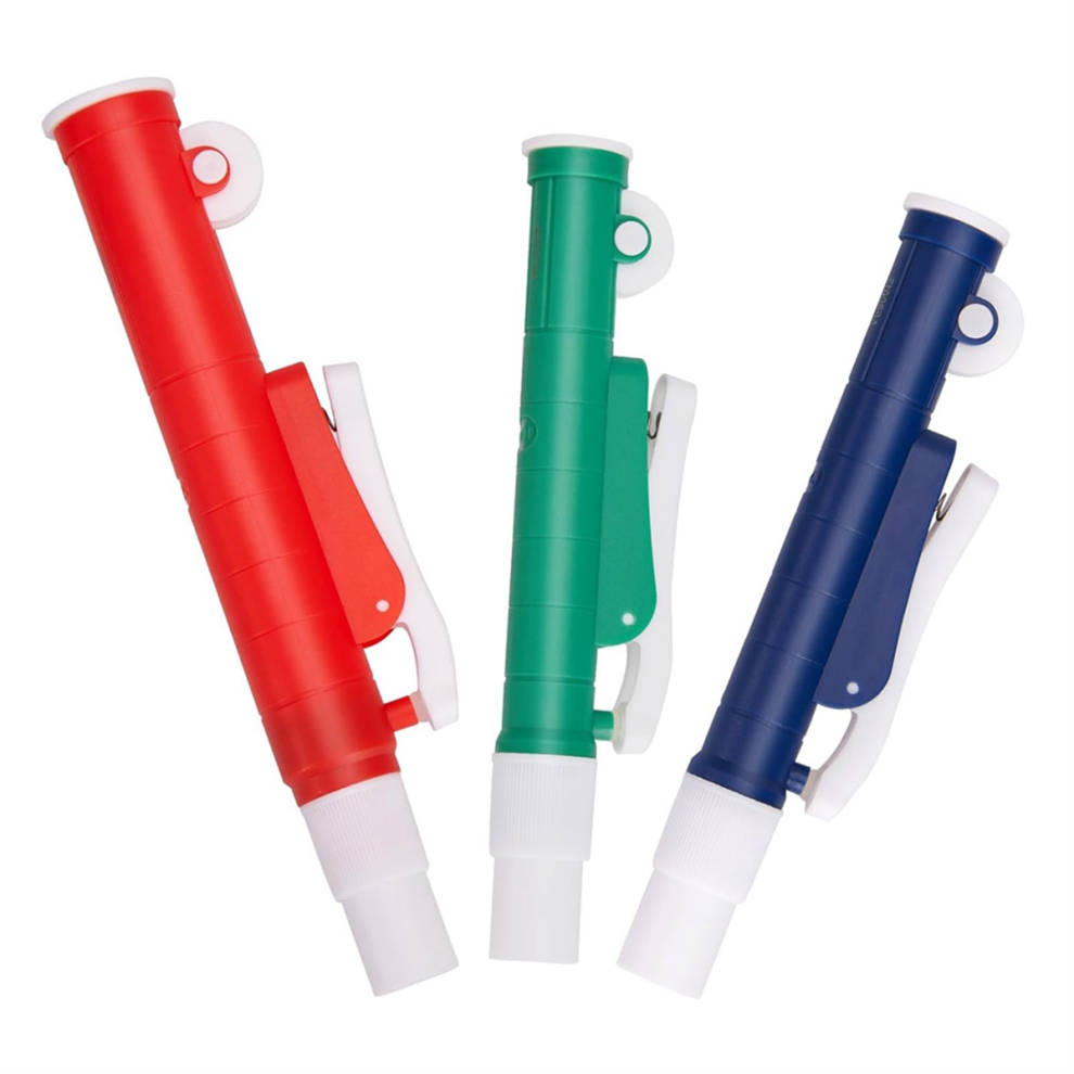 Pipette Pumps, 3pcs Lab Handheld Pumps: 2ml Blue, 10ml Green, 25ml Red, Fit Glass or Plastic Pipettes-image-OPC-PH2DSKZ-NEW