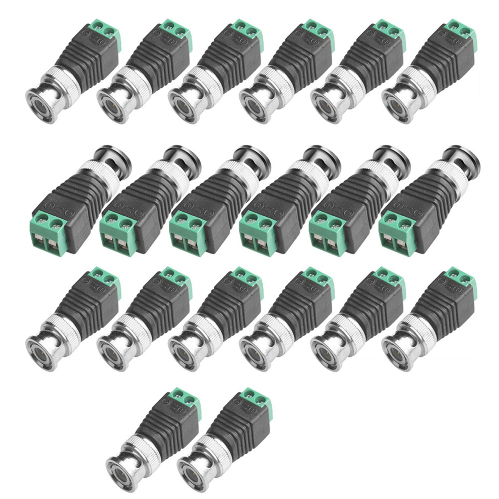 Bnc Male Balun Connector 20Pcs Coaxial Cat5 To For Cctv Surveillance Video Cameras 4851966847330