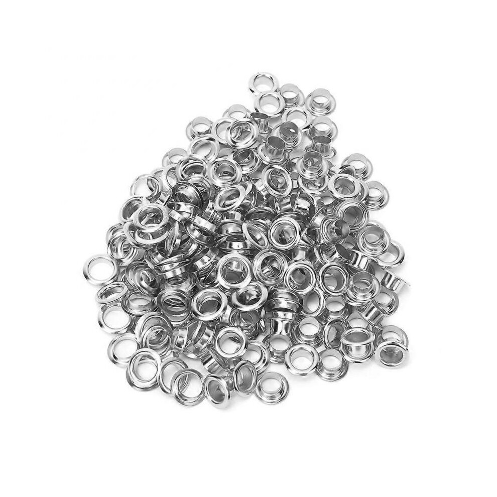 100PCS 6mm Brass Double-Sided Eyelet Hollow Rivet for Clothing Bag / Belt / Shoe(Silver )
