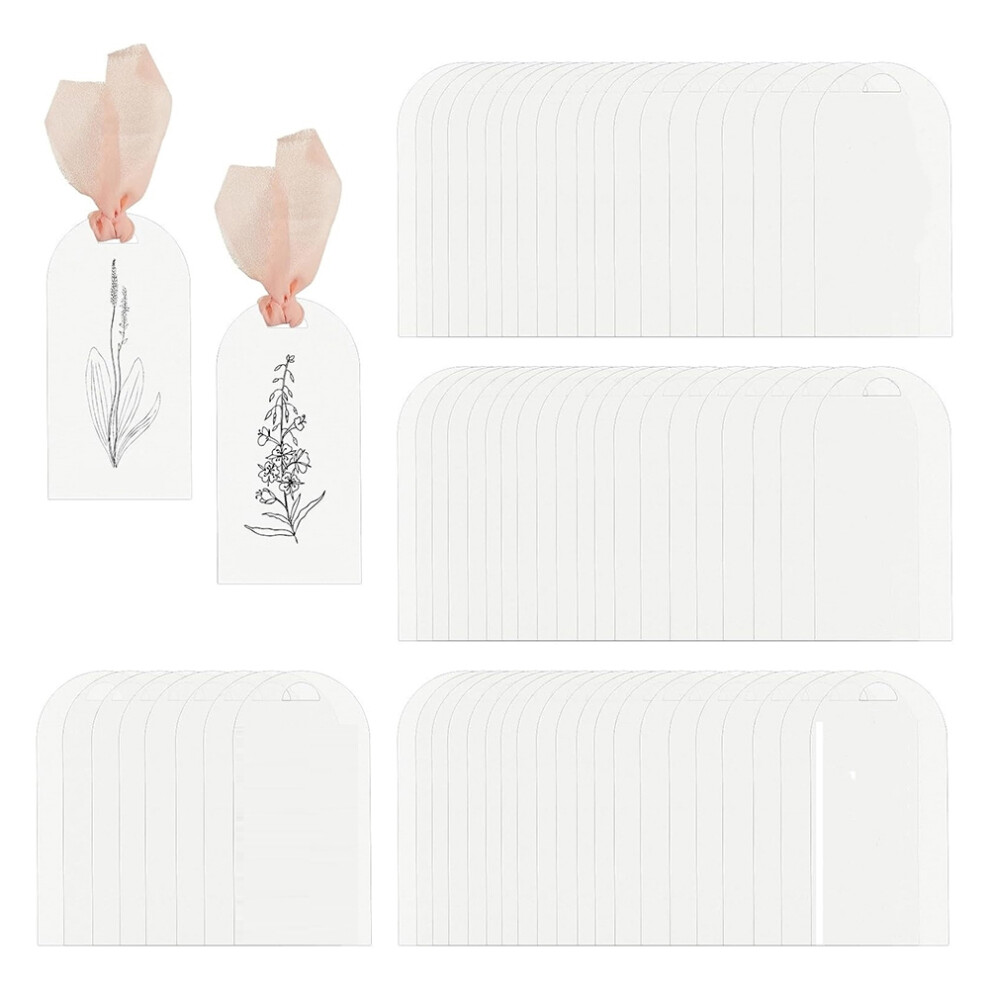 Segnaposto In Acrilico Da 50 Pezzi, Per Matrimonio, Vuoti, Arcuati, Satinati, Riservati, Per Etichetta Con Nome E Etichetta Con Nastro-image