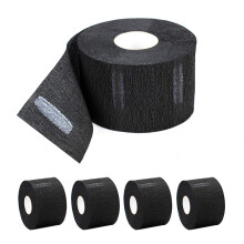 Bandes de Cou en Papier Jetables - 5 Rouleaux 500 Bandes Noires Élastiques pour Salon de Coiffure