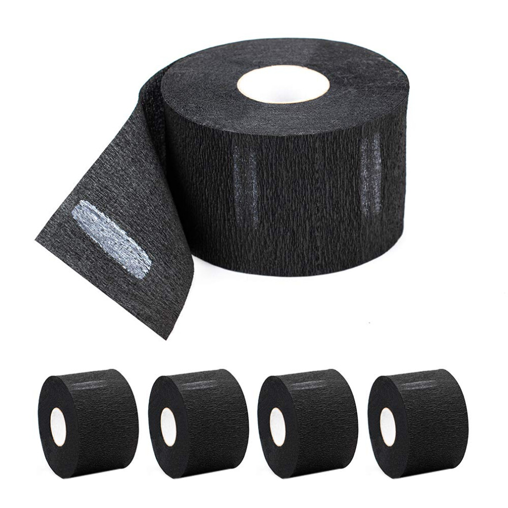 Aihopesto Black Disposable Paper Barber Neck Strips - 5 Rolls 500 Strips Professional Stretchy Paper Neck Band For Salon Haircut Styling