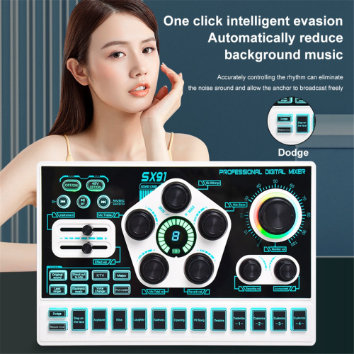 SX91 Sound Card USB Mixer Professional Audio Mixing Console Amplifier for Live Sing PC Computer Laptop Cellphone 1