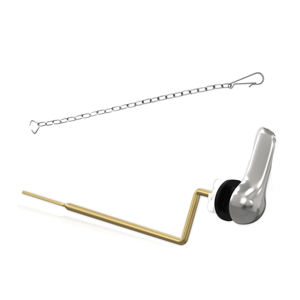 Toilet Handle Brass Lever Flush Replacement Kit With Flapper Chain, Tank Universal Fitting (Side Mount) 4851966861091