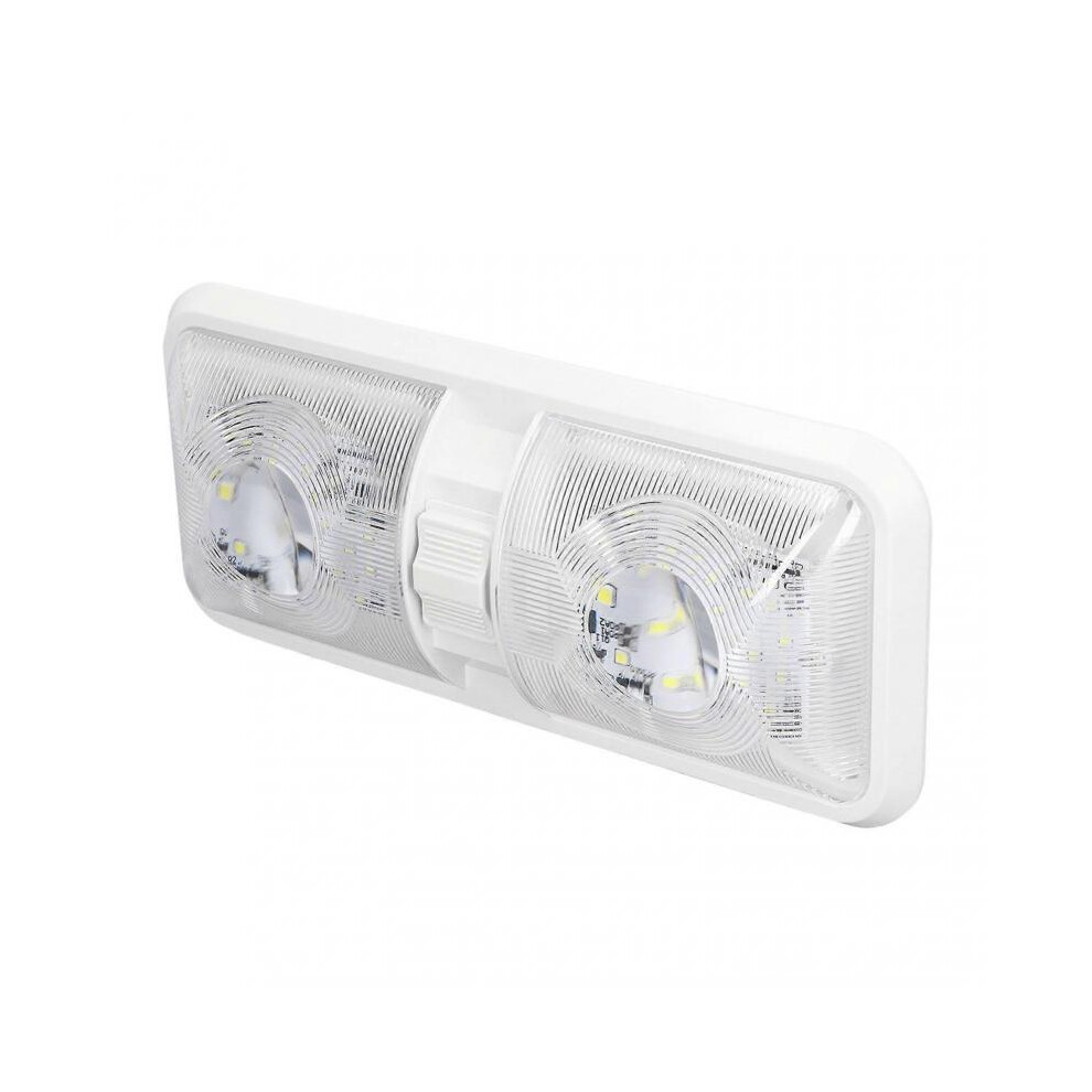 RV Interior Light 2 Dome LED Ceiling Light 600lm with 3 Way Switch DC 12V for Boat Yacht Warm White Light 6500K