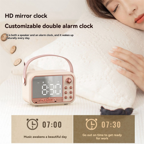 Alarm Clock Bluetooth 5.0 Speaker Support TF Card U Disk AUX 3D Sound Balance Diffusion Type B 2