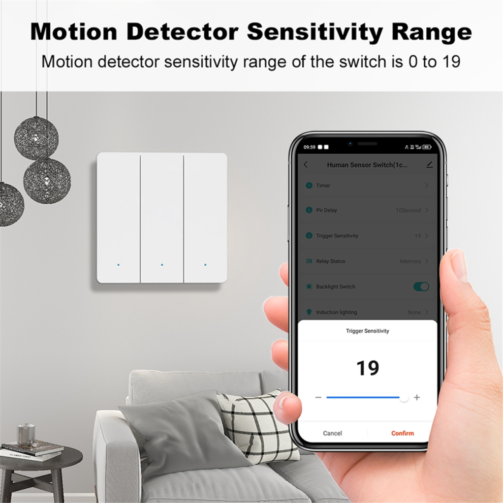 Interruttore A Induzione Per Il Corpo Umano A Onde Millimetriche Tuya Zigbee, A Parete, Con Singolo Fuoco, Con Tenuta Magnetica, A Pressione Ue-image