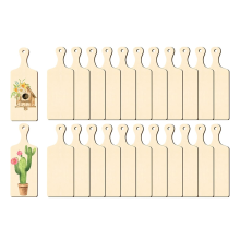 24 Pcs Wooden Mini Cutting Board with Handle Unfinished Craft Charcuterie Boards Paddle Blank Small Chopping