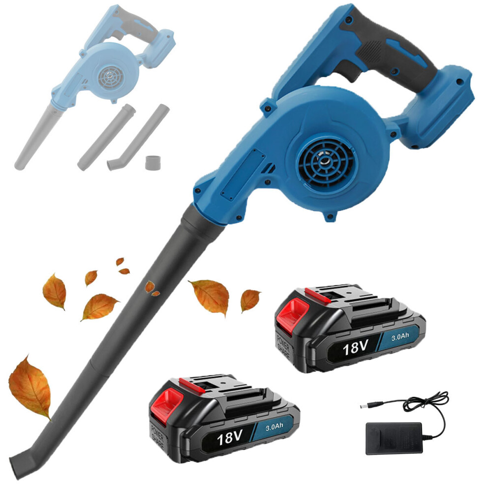 Cordless Air Blower Garden Car Handheld Dust Leaf Blower Cleaner+2x 3.0A Battery+Charger-Makita Compatible
