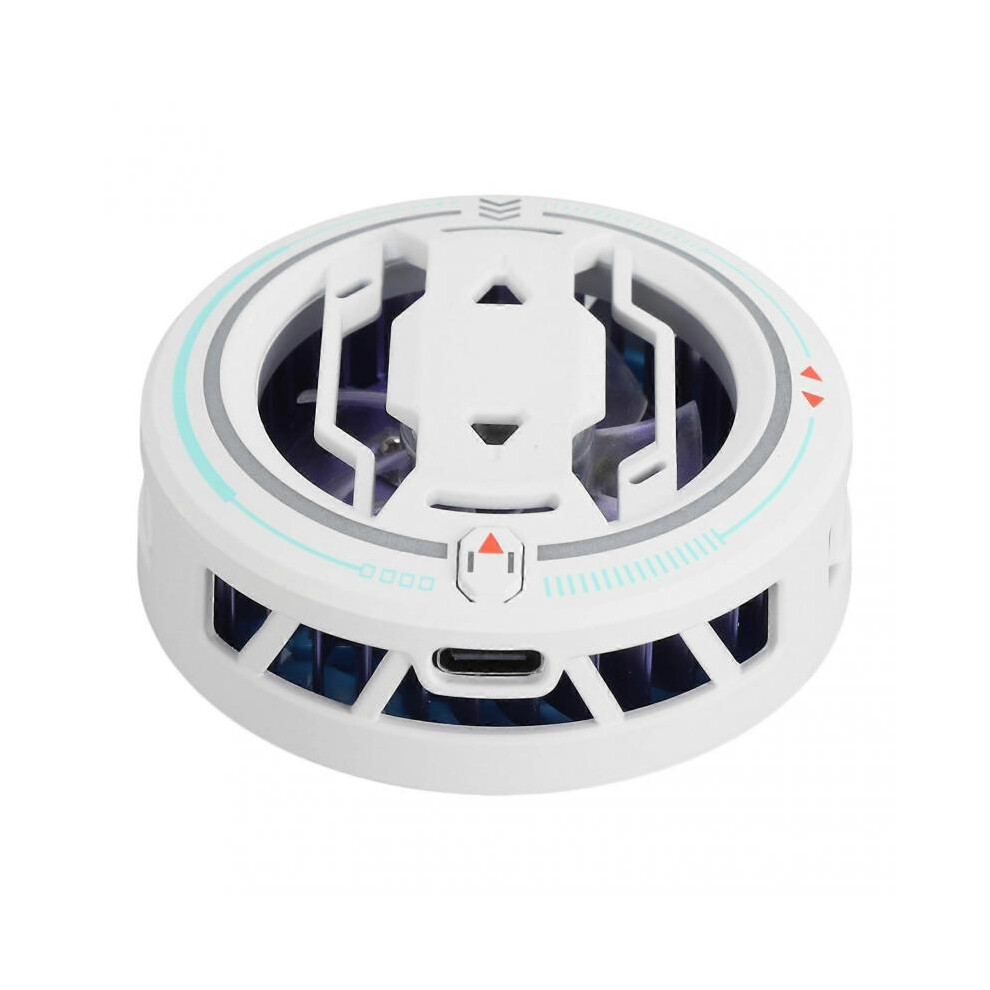 Cell Phone Cooling Fan 3 Speeds Magnetic Semiconductor Mobile Phone Radiator with Light for Playing Game Watching Video White