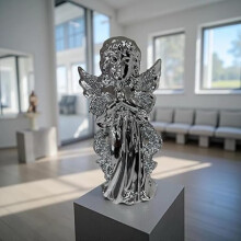 2Pcs Silver Crushed Diamond Angel Statue Sparkly Bling Angel